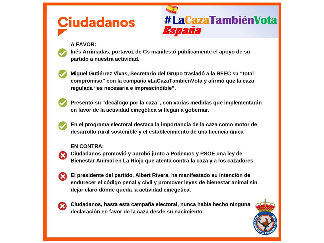La RFEC presenta las conclusiones finales de la campaña #LaCazaTambiénVota España